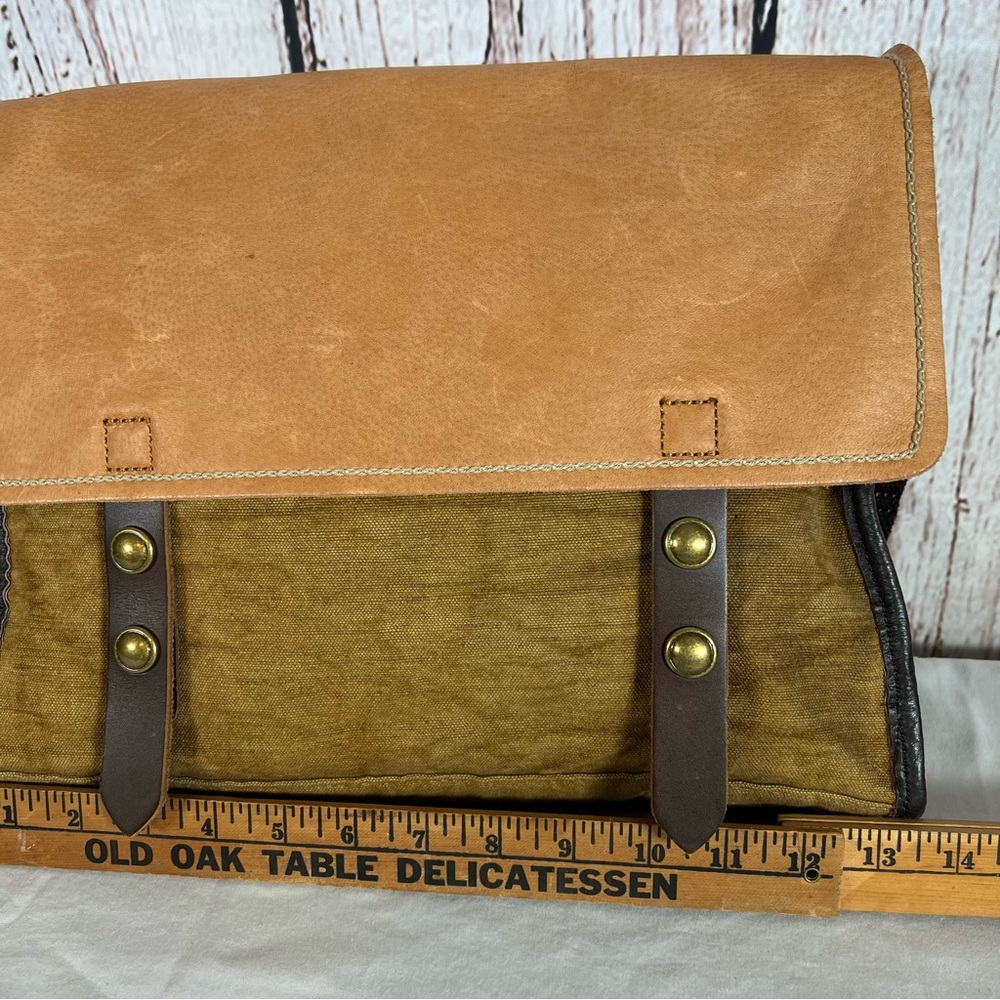 TSD Brand Birch Canvas Leather Distressed Messenger Briefcase Bag Satchel - Picture 12 of 15